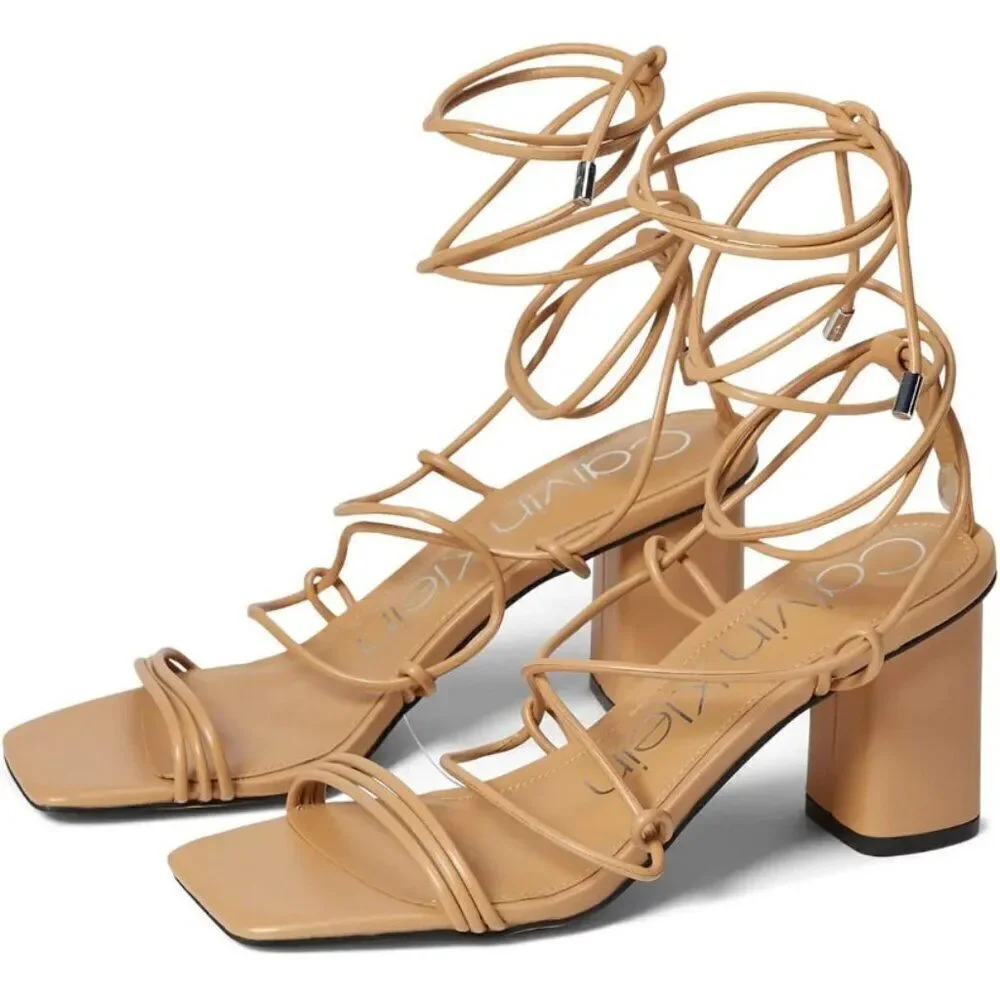 Calvin Klein Womens Calista Lace-Up Strappy Heels